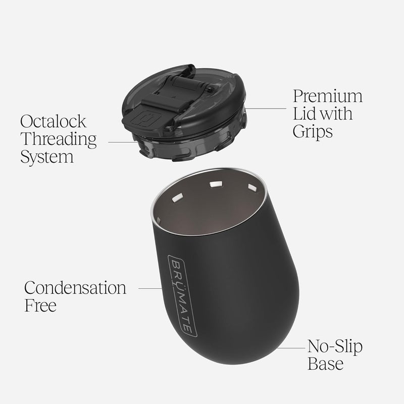 BrÃ¼Mate Uncork'd 14oz 100% Leakproof Insulated Wine Tumbler | Locking Lid | Insulated Stainless Steel Wine Glass | Perfect For Travel & Outdoors | BPA-Free (Guava) - Image 3